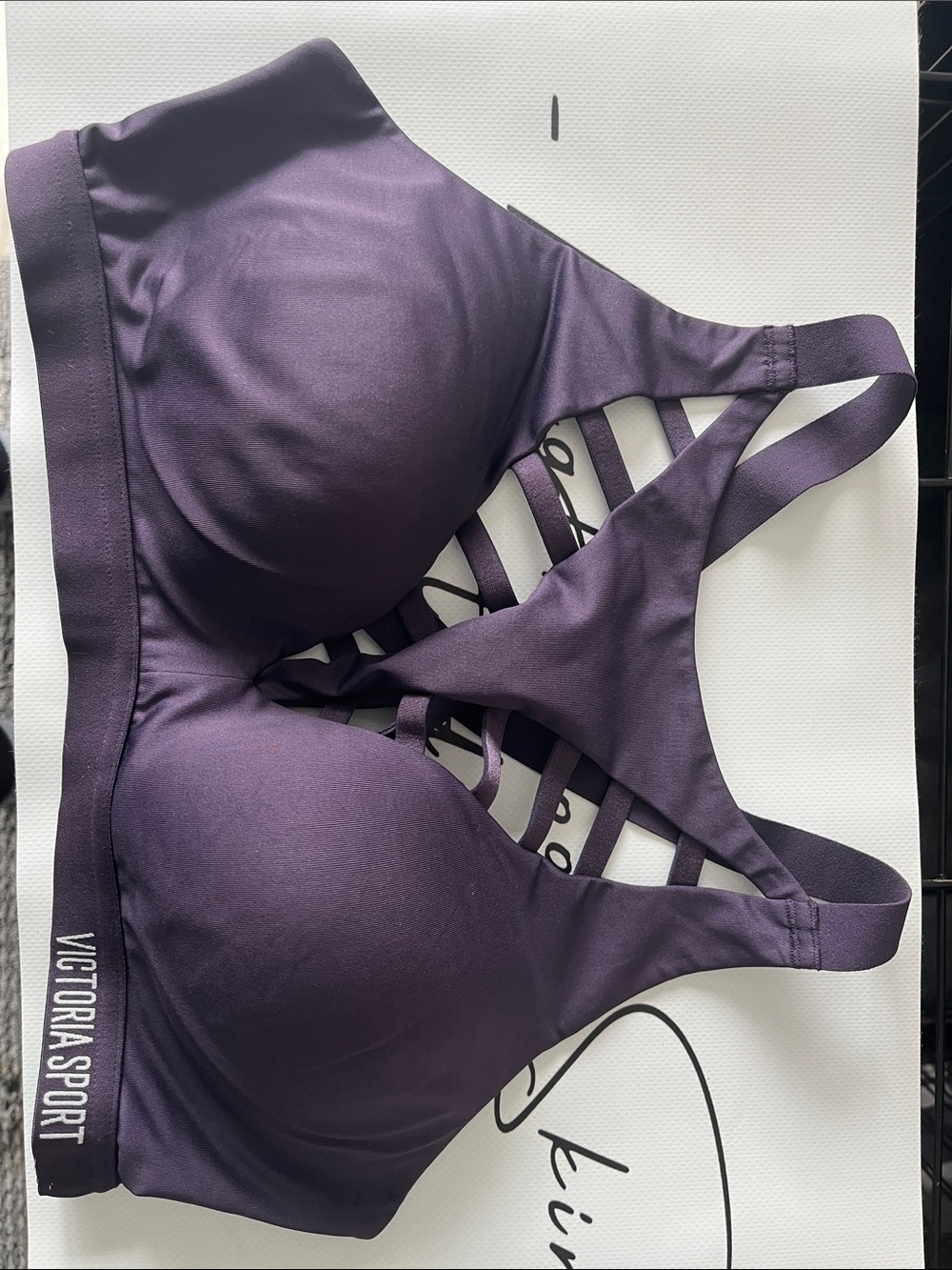 Strappy Front Sports Bra in Purple Plum